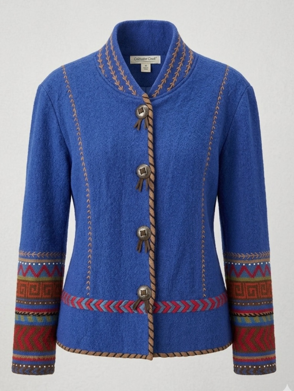 VTG Coldwater Creek Wool Blend Jacket - Southwestern Embroidery & Concho Details